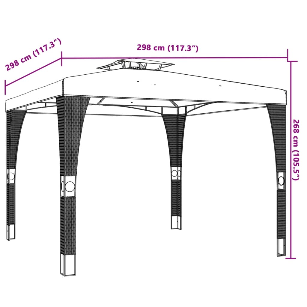 Gazebo With Double Roof Steel