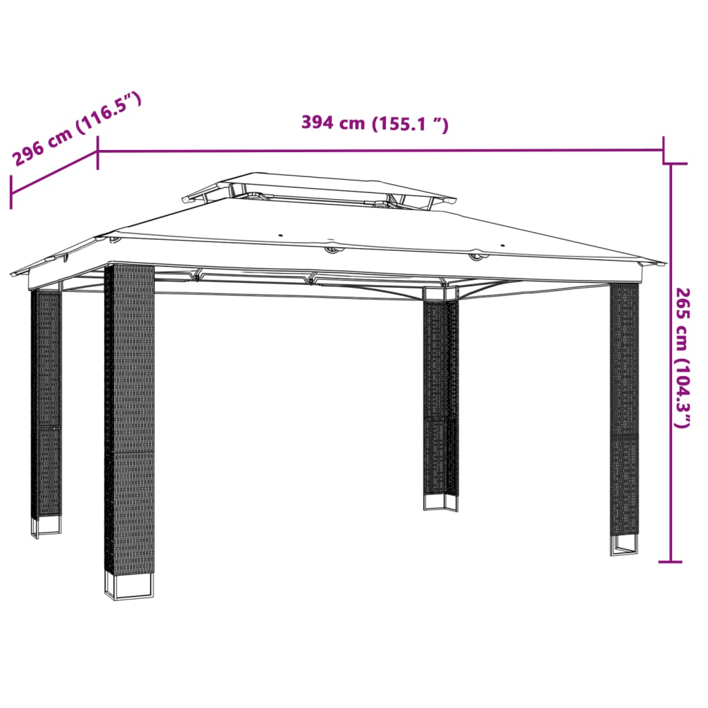 Gazebo With Double Roof Steel