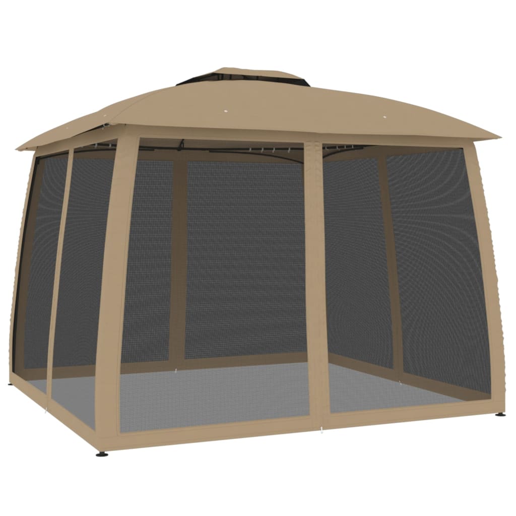 Gazebo With Double Roof And Mesh Walls Steel
