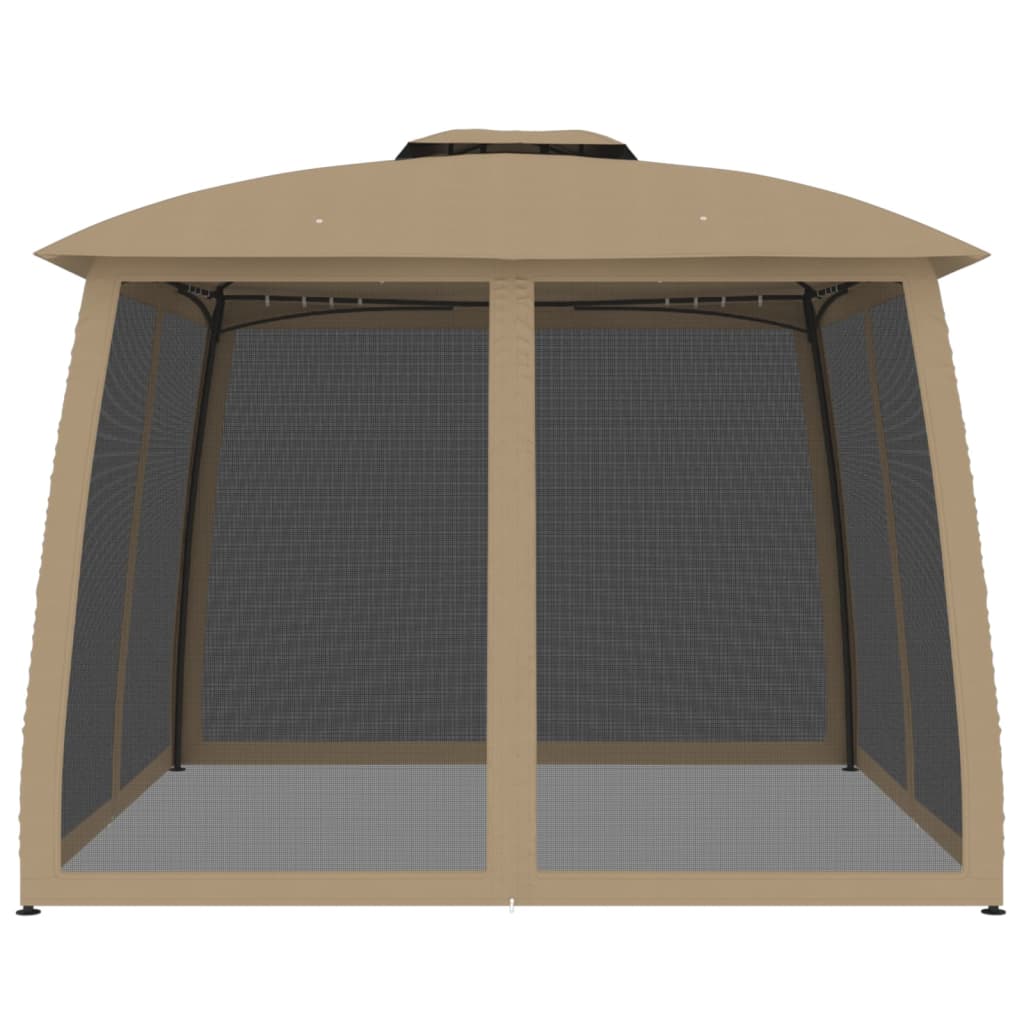 Gazebo With Double Roof And Mesh Walls Steel