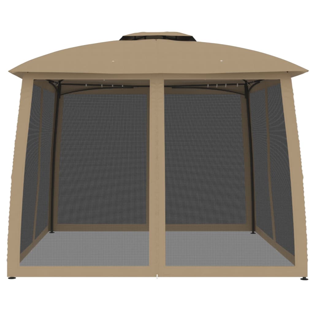 Gazebo With Double Roof And Mesh Walls Steel