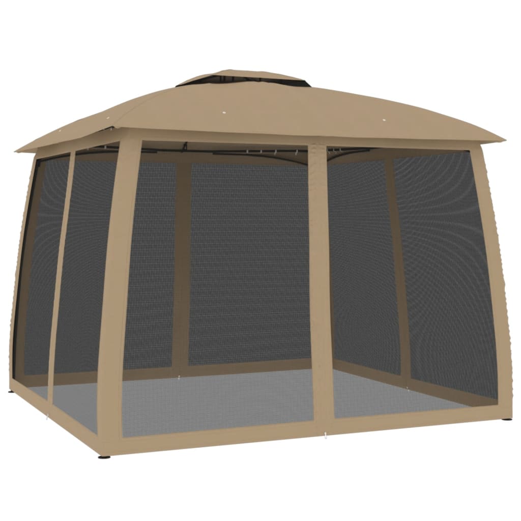 Gazebo With Double Roof And Mesh Walls Steel