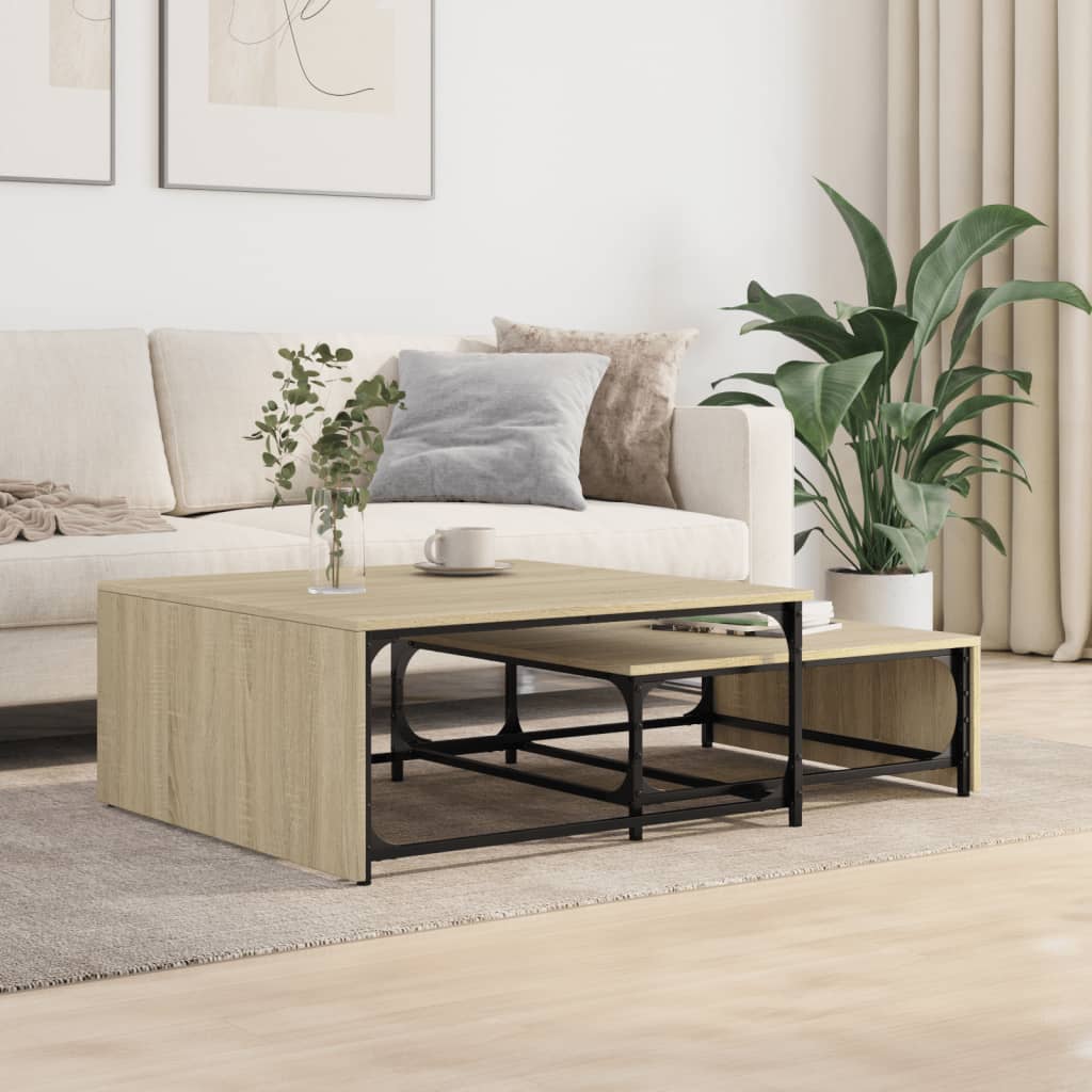 Nesting Coffee Tables 2 Pcs Engineered Wood And Metal