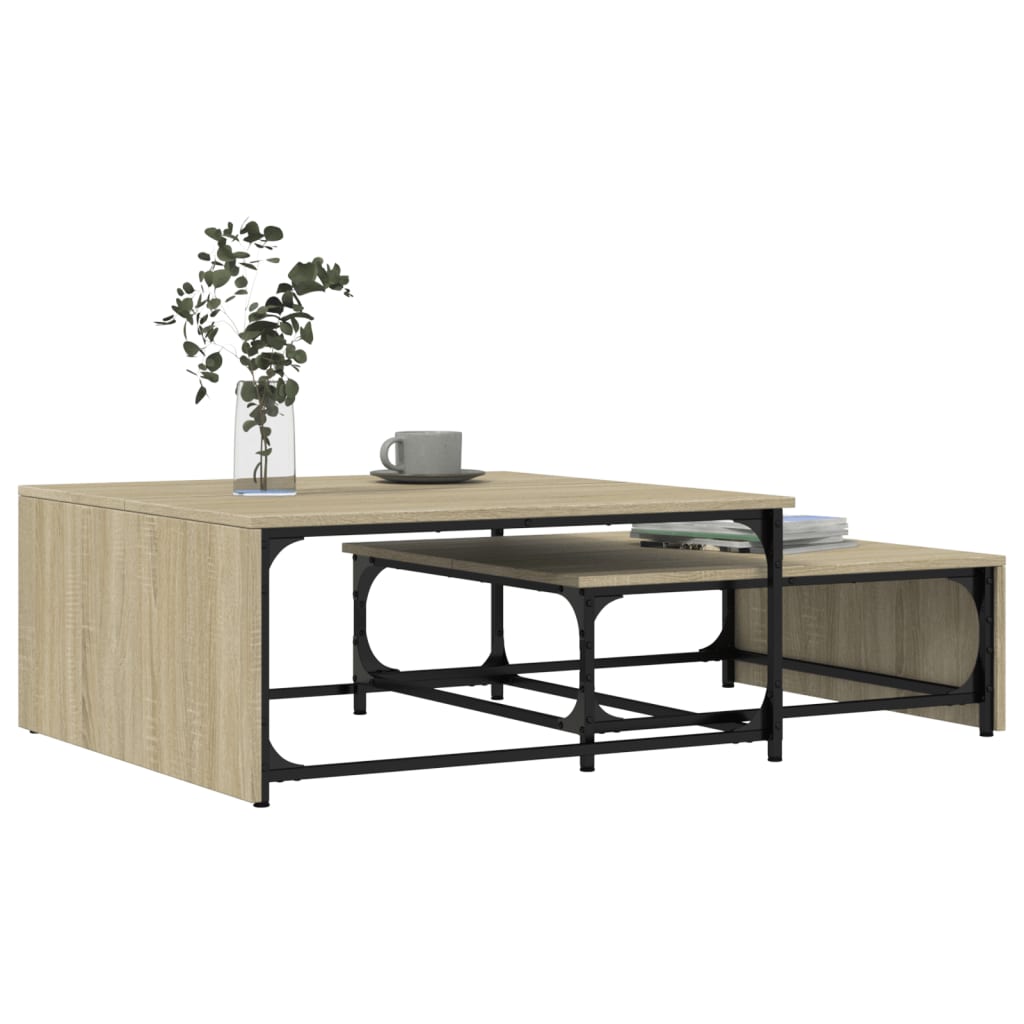 Nesting Coffee Tables 2 Pcs Engineered Wood And Metal