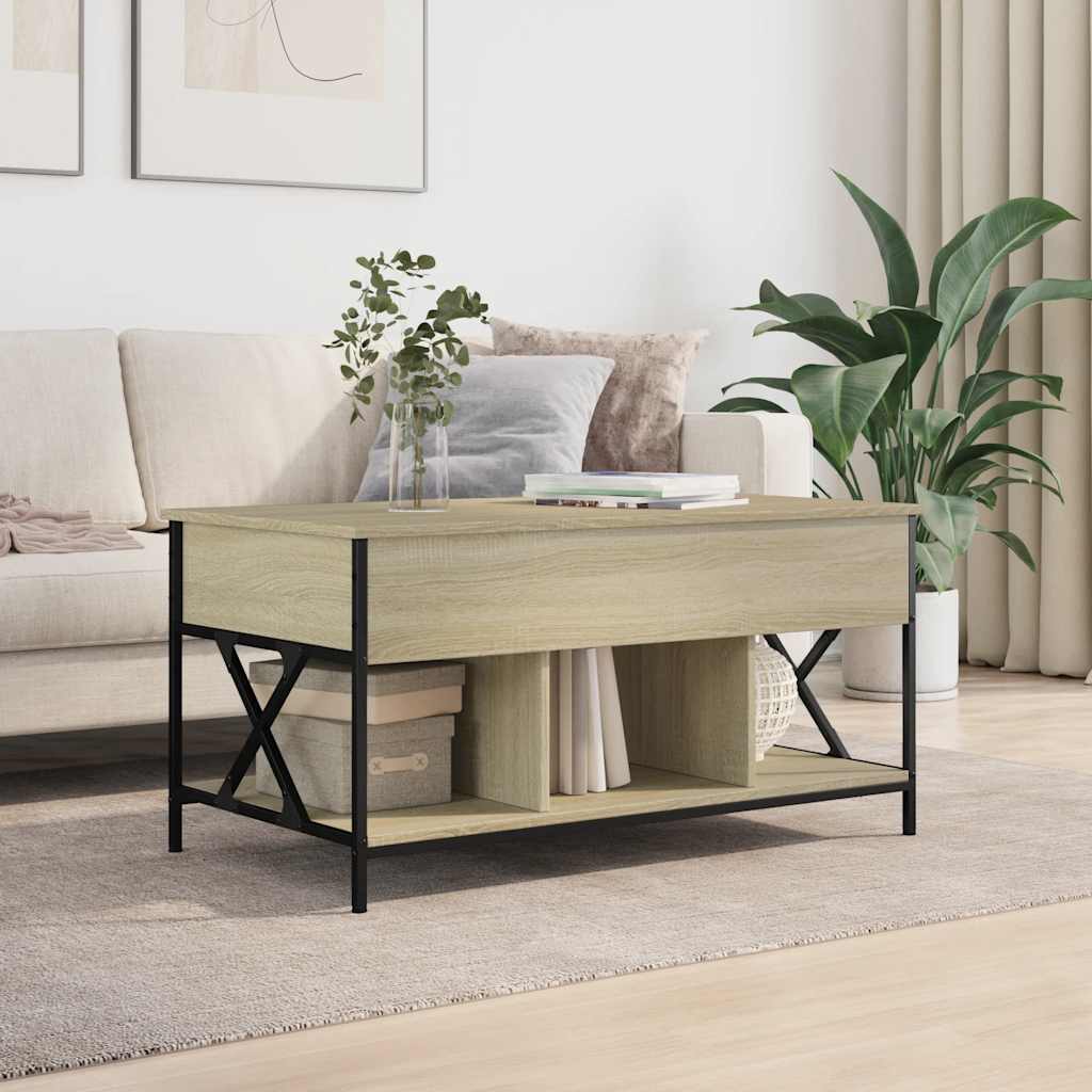 Coffee Table Industrial Engineered Wood & Metal Frame Living Room 100Cm Old Wood