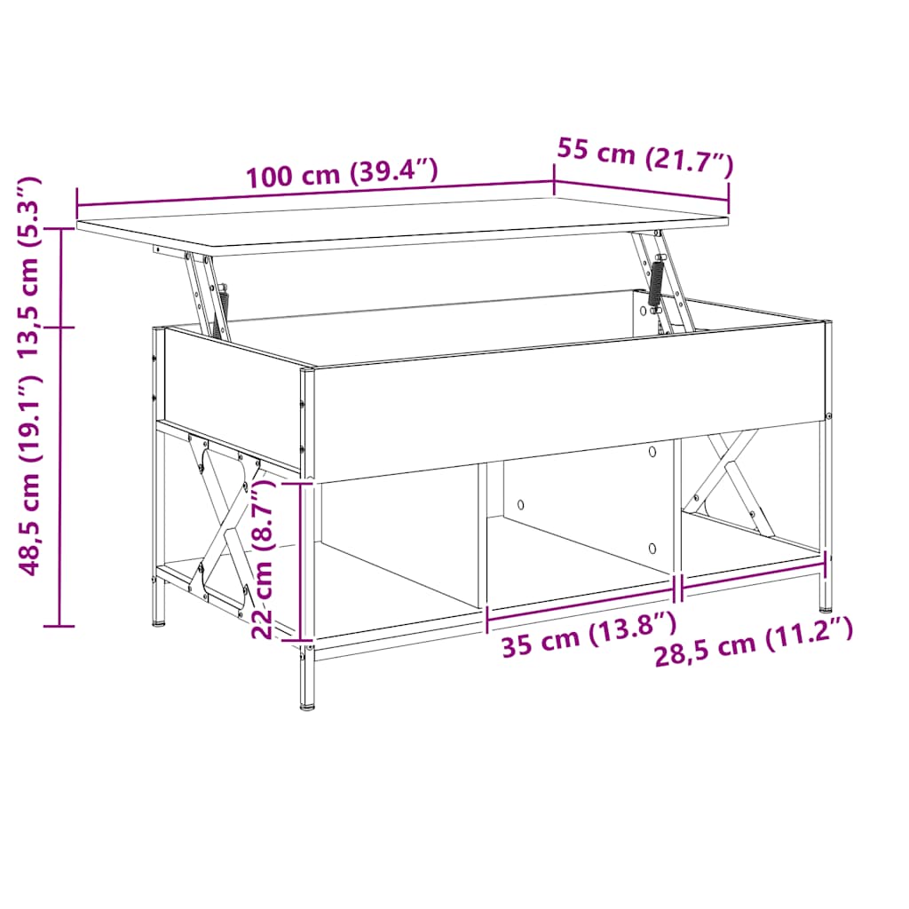 Coffee Table Industrial Engineered Wood & Metal Frame Living Room 100Cm Old Wood
