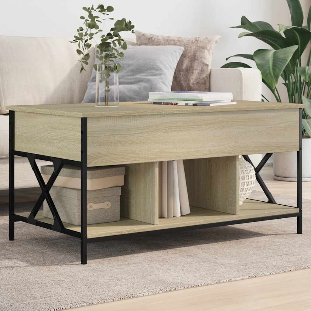 Coffee Table Industrial Engineered Wood & Metal Frame Living Room 100Cm Old Wood