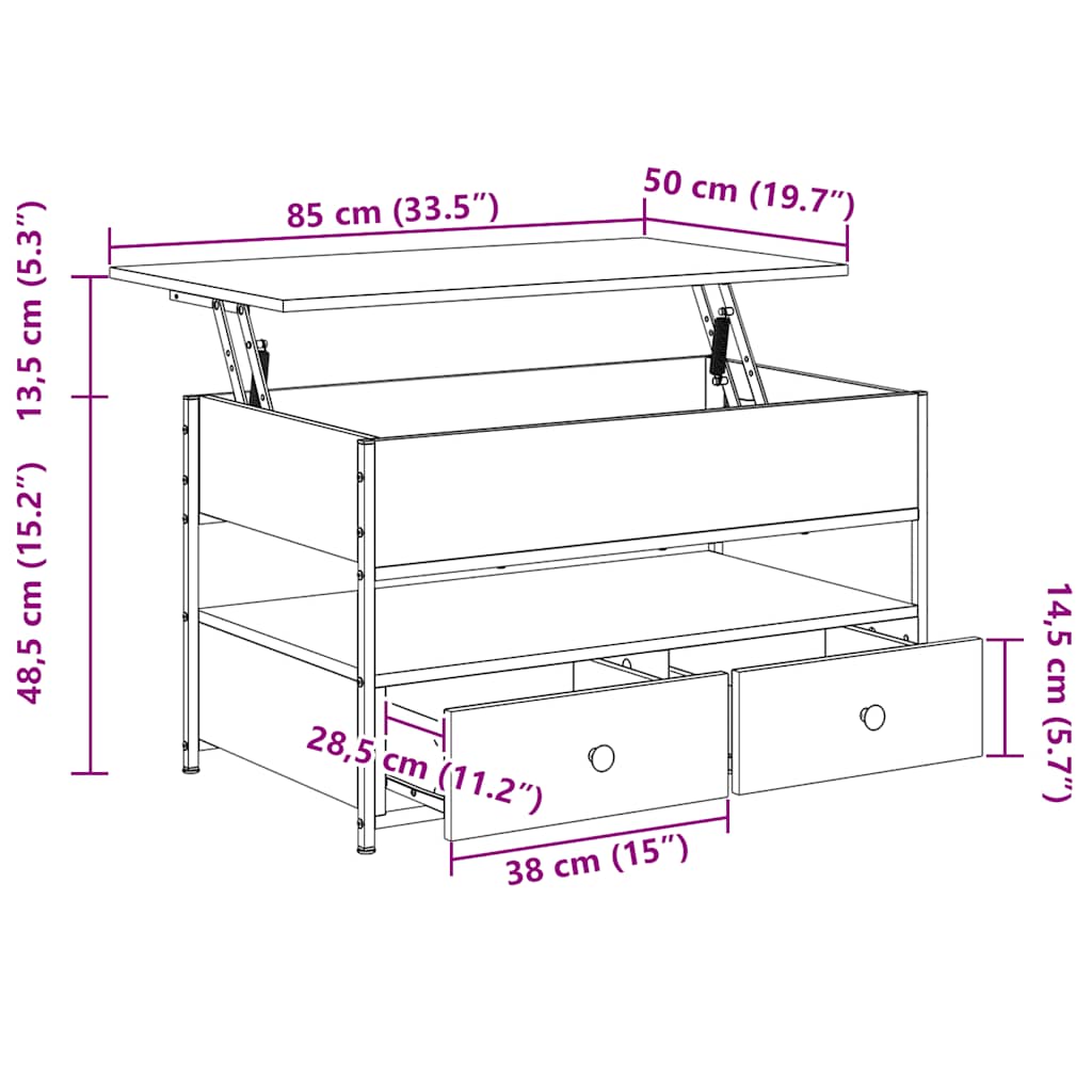 Coffee Table 85X50X50 Cm Engineered Wood And Metal