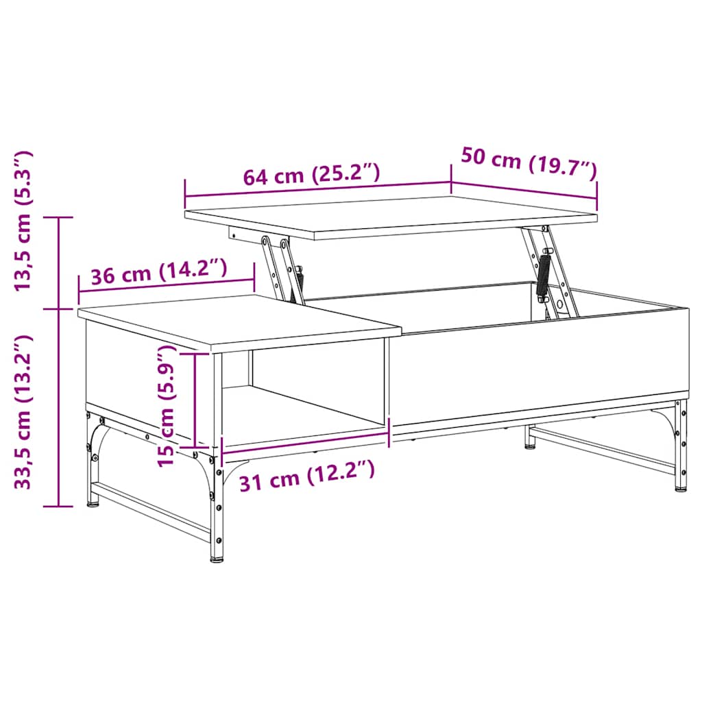 Coffee Table 100X50X35 Cm Engineered Wood And Metal