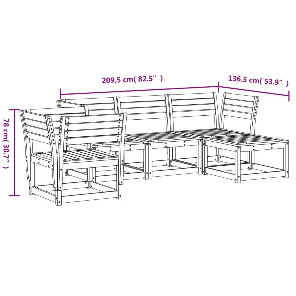 5 Piece Garden Lounge Set Solid Wood Pine