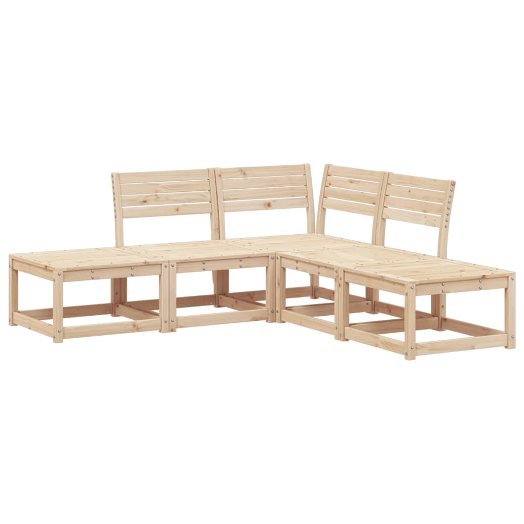 Outdoor Furniture Set 5 Piece Garden Sofa Solid Wood Pine Natural Pine White 63.