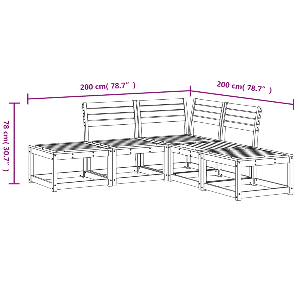 Outdoor Furniture Set 5 Piece Garden Sofa Solid Wood Pine Natural Pine White 63.