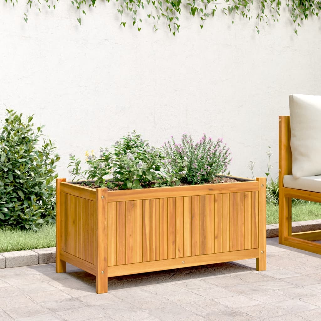 Garden Planter With Liner Solid Wood Acacia