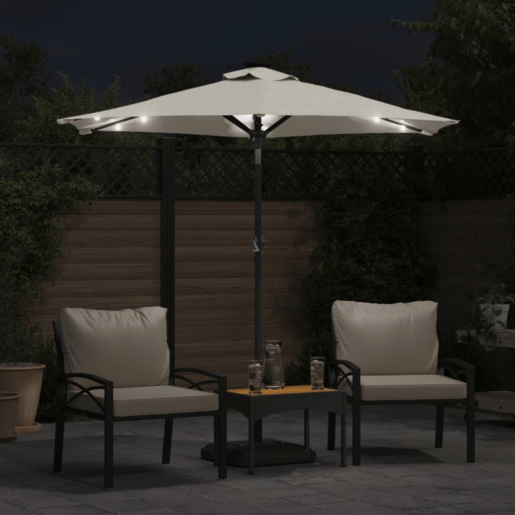 Garden Parasol With Leds And Steel Pole 225X225X212Cm