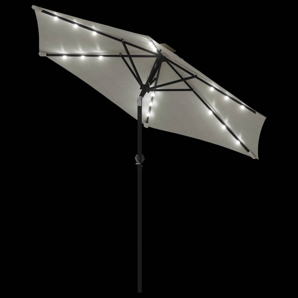 Garden Parasol With Leds And Steel Pole 225X225X212Cm