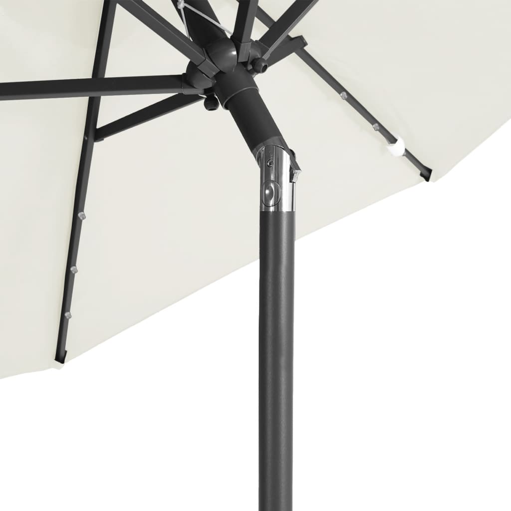 Garden Parasol With Leds And Steel Pole 225X225X212Cm