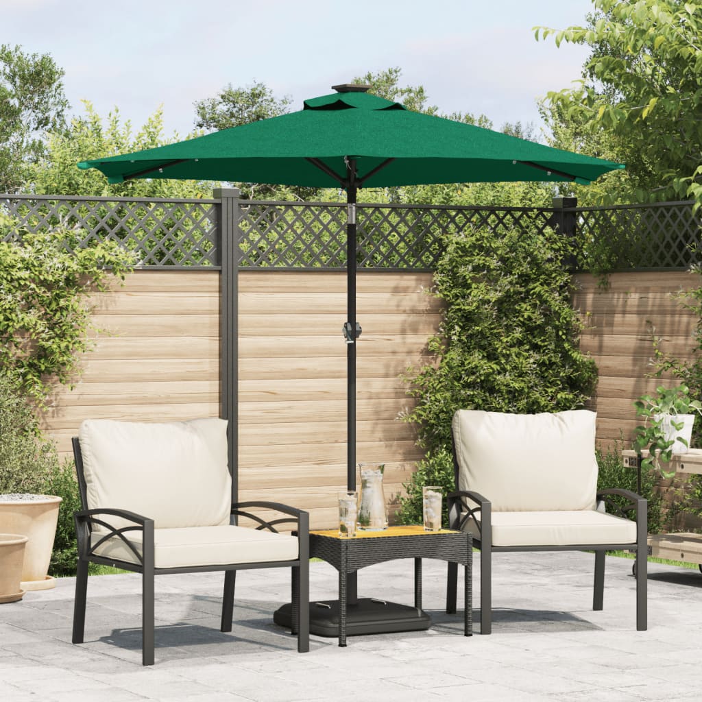 Garden Parasol With Leds And Steel Pole 225X225X212Cm