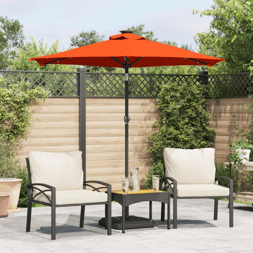 Garden Parasol With Leds And Steel Pole 225X225X212Cm