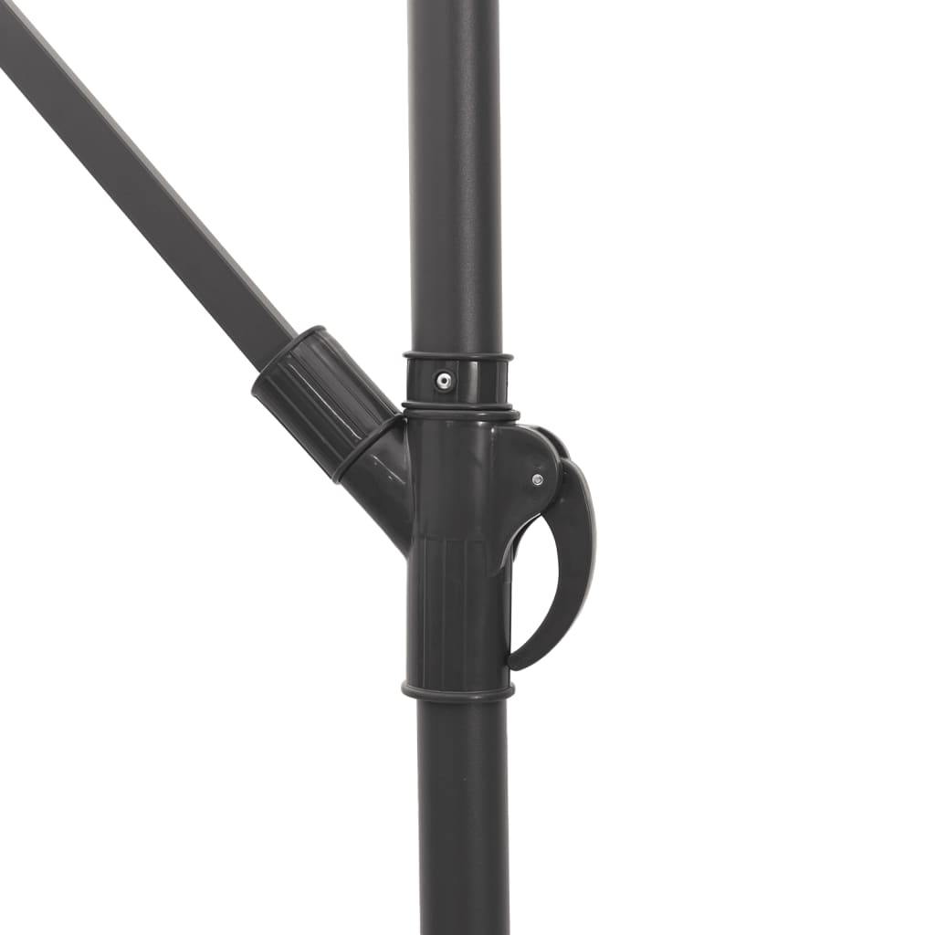 Garden Parasol With Leds And Steel Pole Brown
