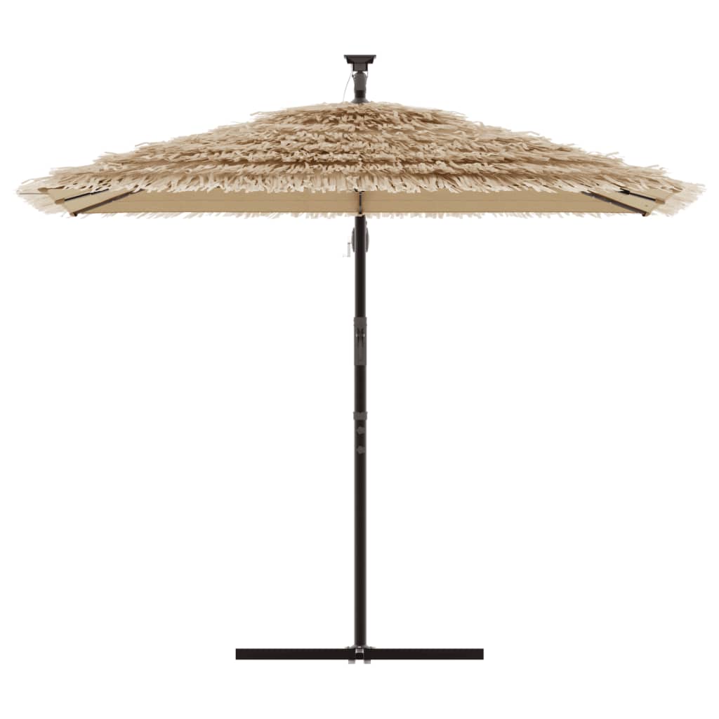 Garden Parasol With Leds And Steel Pole Brown