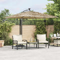 Garden Parasol With Leds And Steel Pole Brown