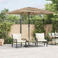 Garden Parasol Steel Pole brown green blue white Fabric (100% polyester) straw 2