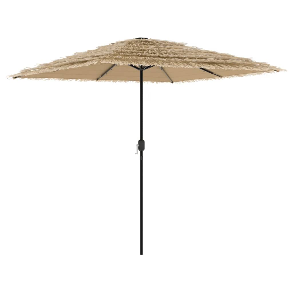 Garden Parasol With Leds And Steel Pole Brown