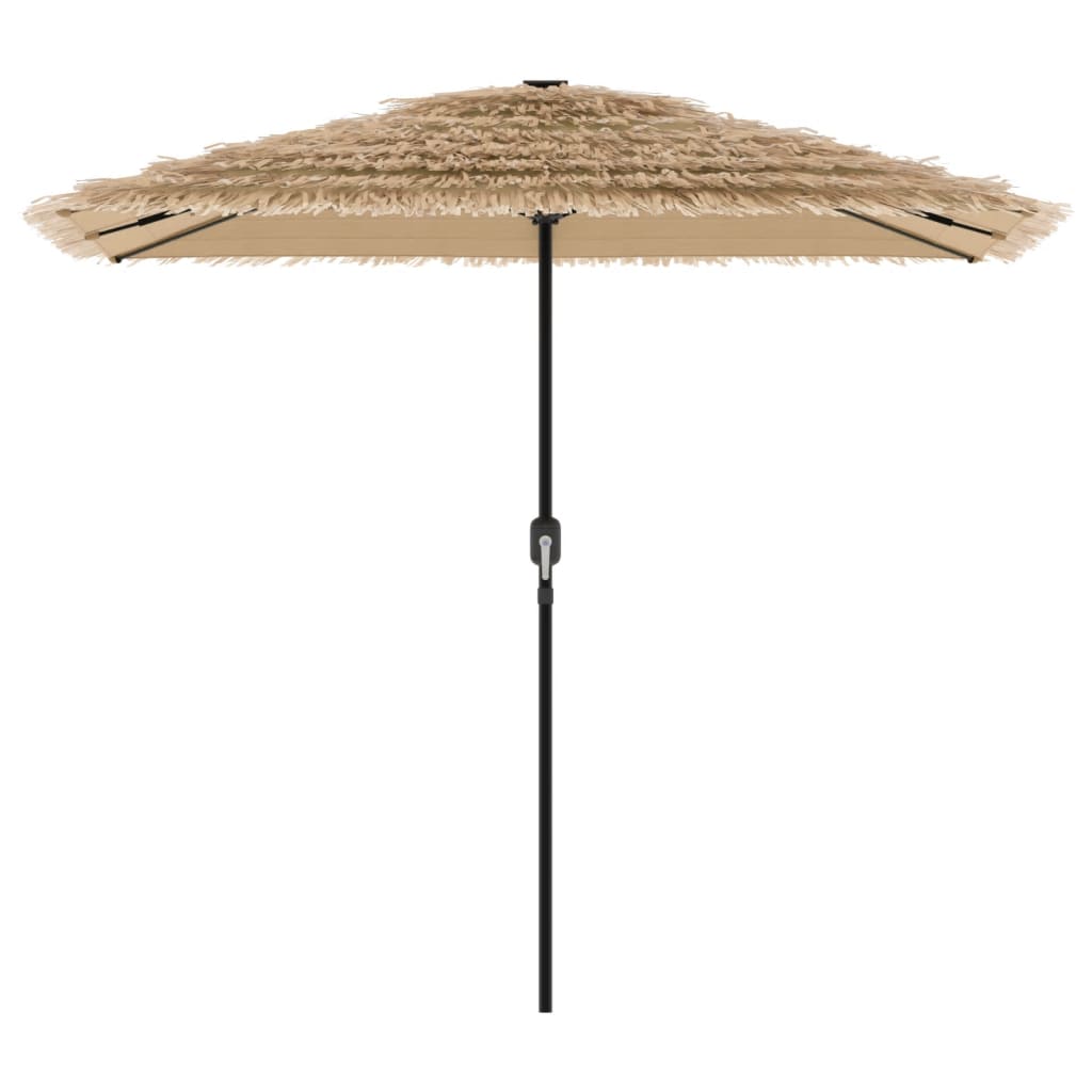 Garden Parasol With Leds And Steel Pole Brown
