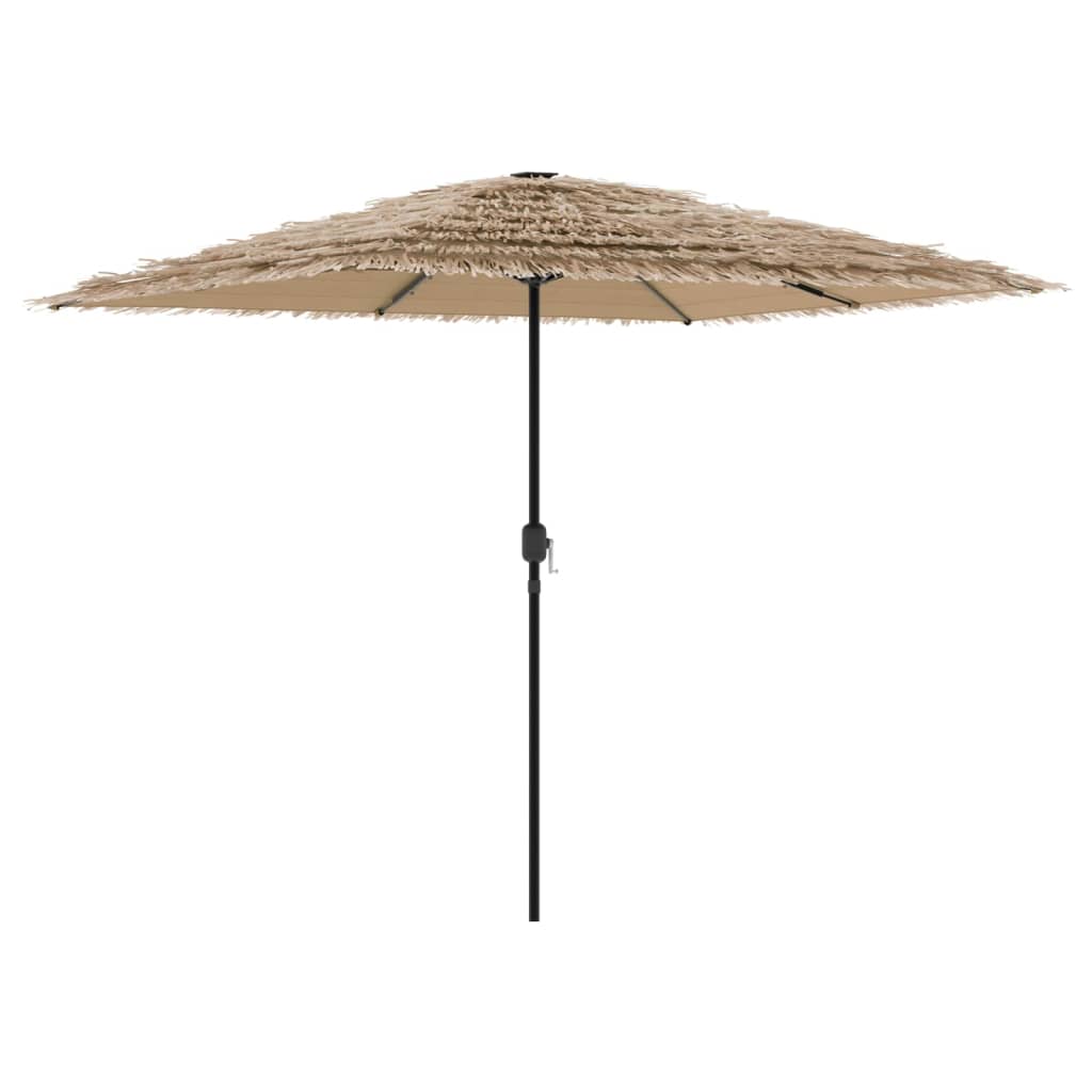 Garden Parasol With Leds And Steel Pole Brown