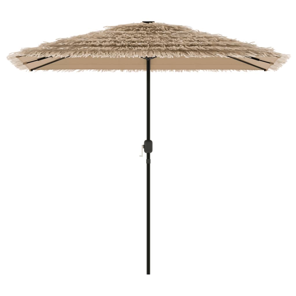 Garden Parasol With Leds And Steel Pole Brown