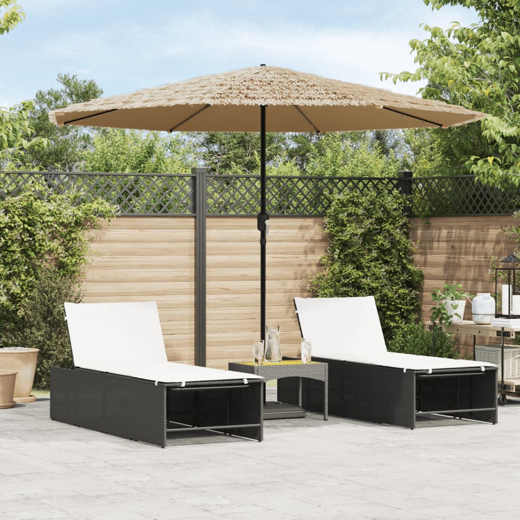 Garden Parasol With Leds And Steel Pole Brown