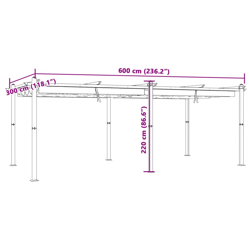 Garden Gazebo With Retractable Roof 3X6 M Aluminium