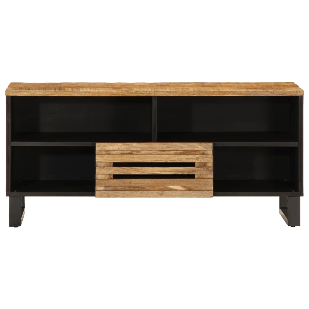 Media Storage Cabinet Tv 100X34X46 Cm Solid Wood Acacia Multicolour Light Brown