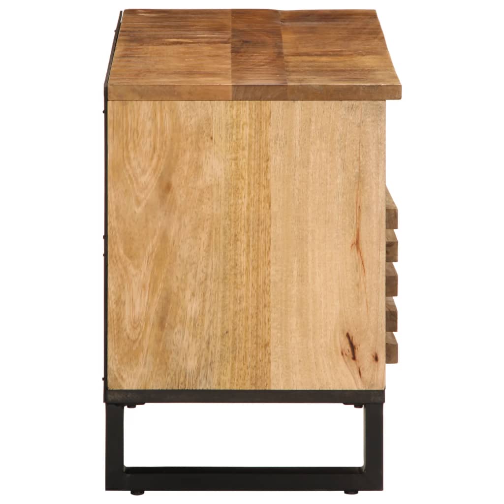Media Storage Cabinet Tv 100X34X46 Cm Solid Wood Acacia Multicolour Light Brown