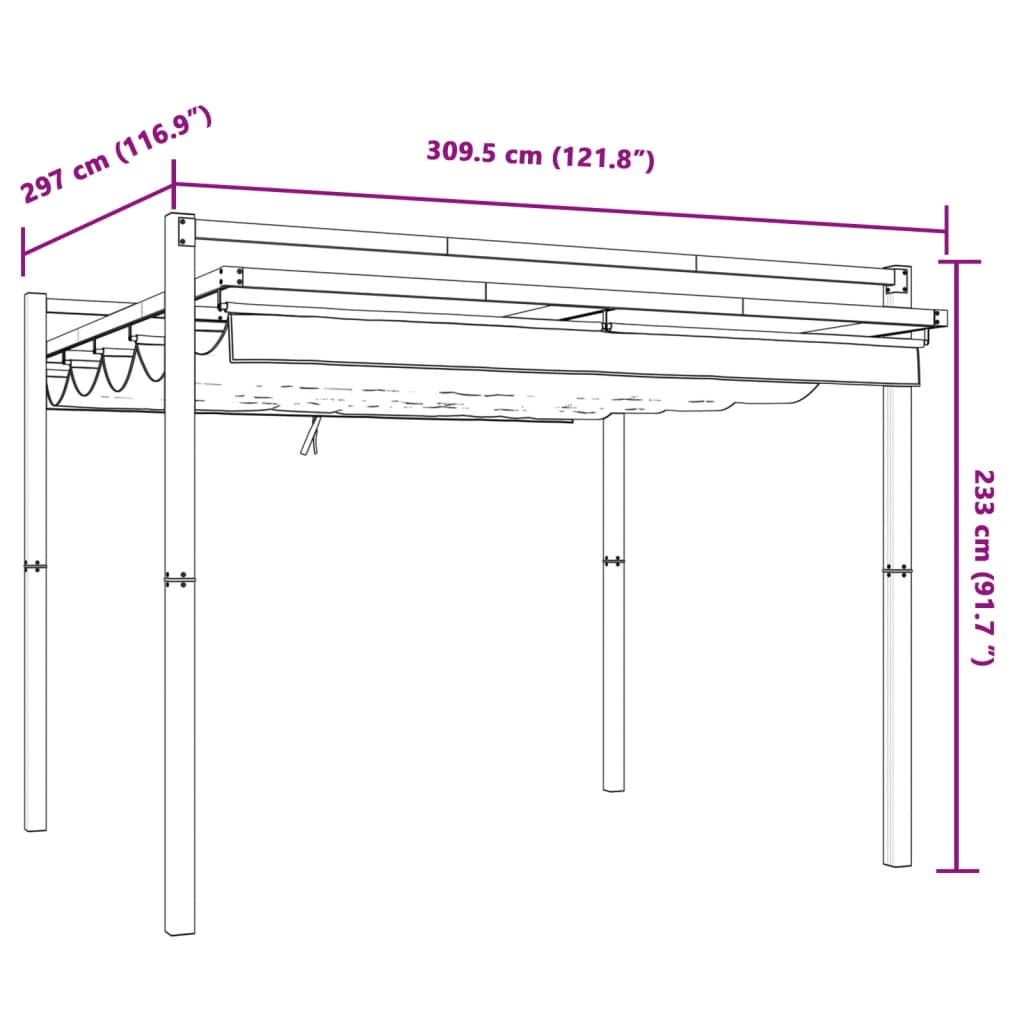 Garden Gazebo With Retractable Roof 3X3 M Aluminium