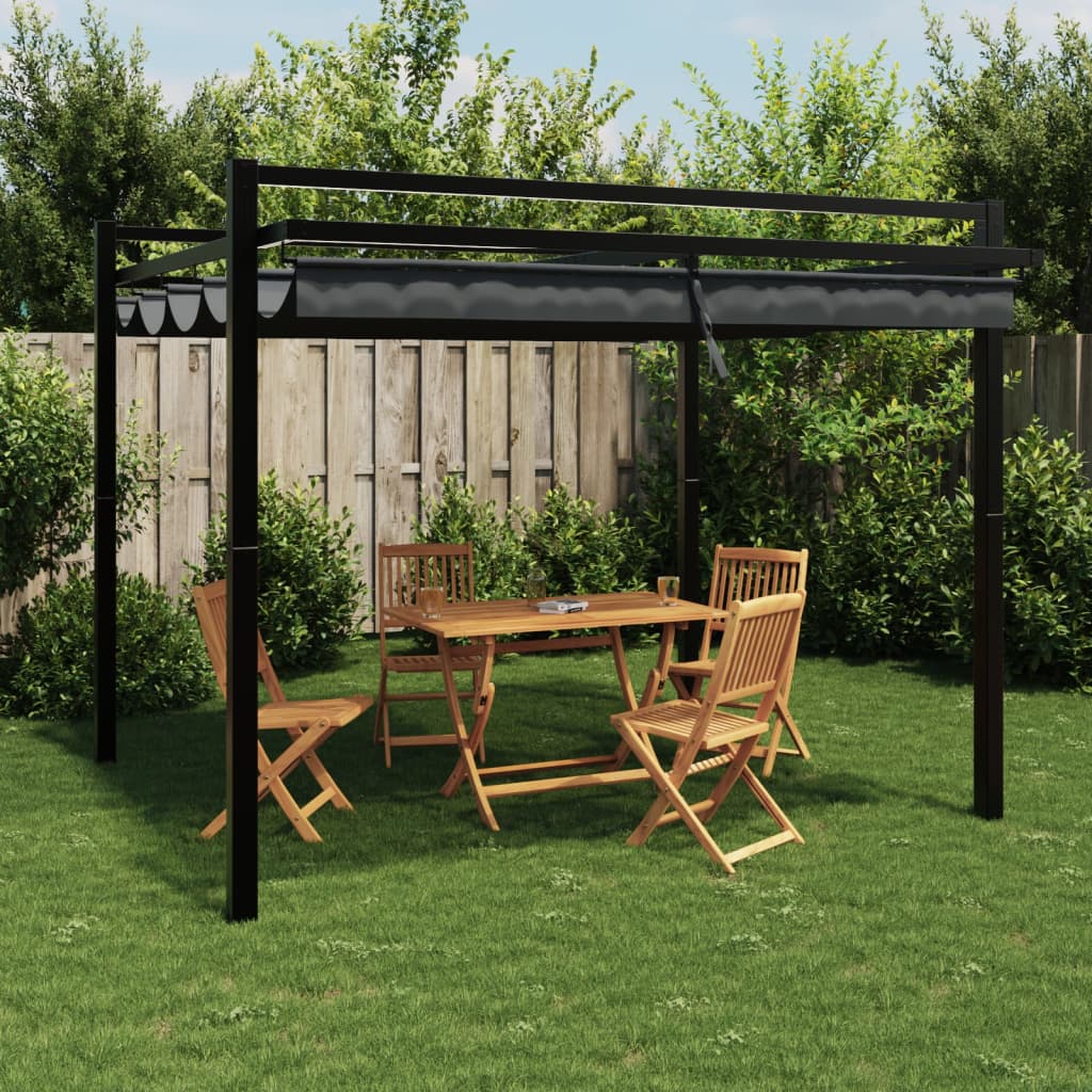 Garden Gazebo With Retractable Roof 3X3 M Aluminium