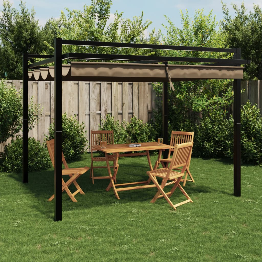 Garden Gazebo With Retractable Roof 3X3 M Aluminium