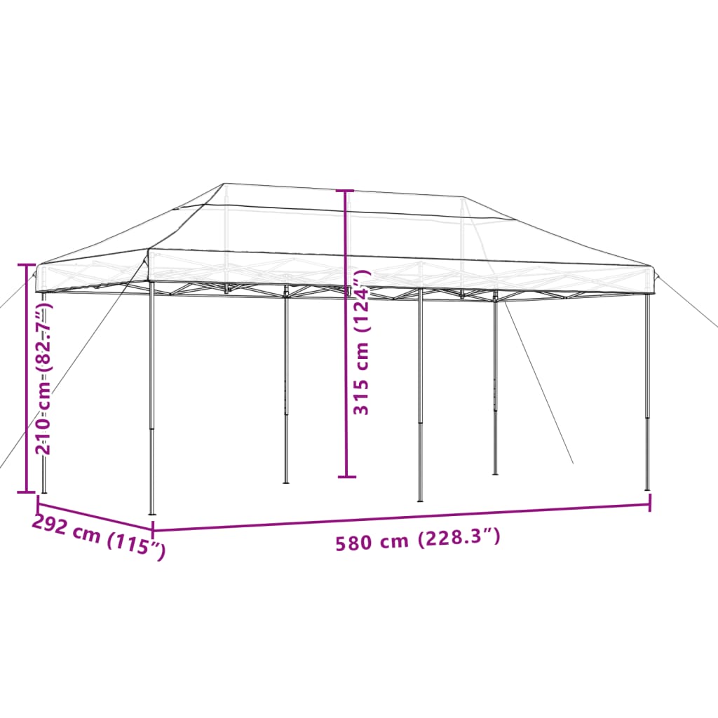Foldable Party Tent Pop-Up 580X292X315 Cm Terracotta
