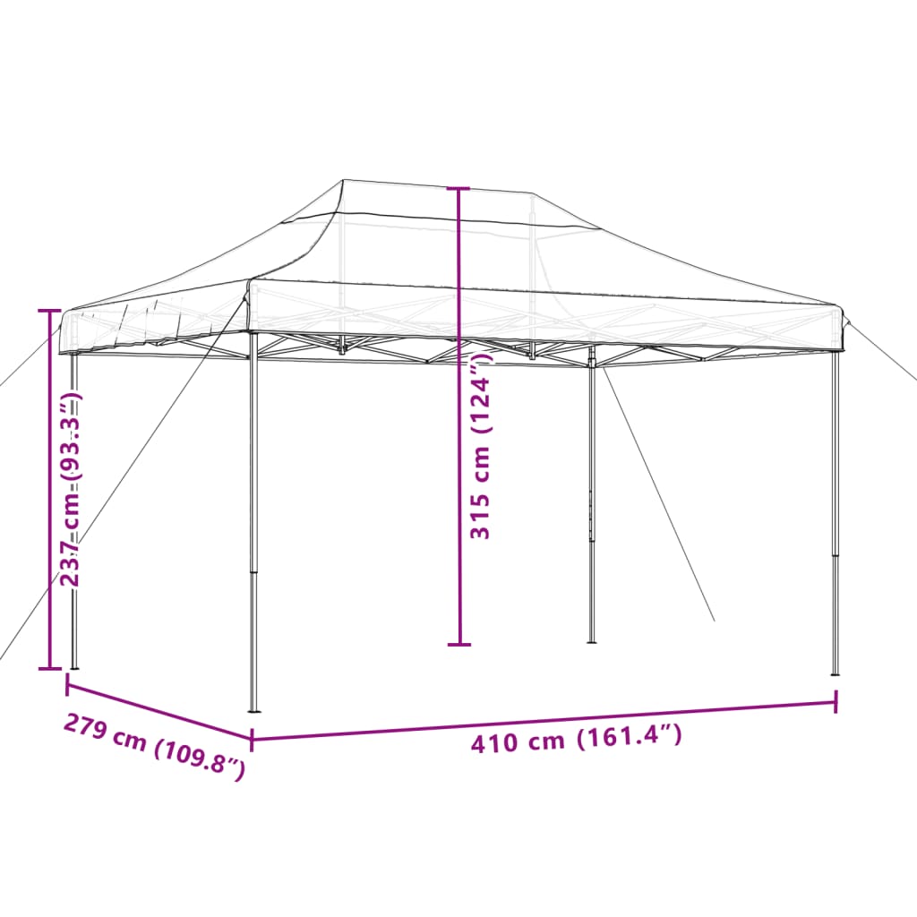 Gazebo Pop Up 410X279Cm Brown Folding Party Tent Waterproof Garden Canopy Withou