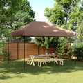 Gazebo Pop Up 410X279Cm Brown Folding Party Tent Waterproof Garden Canopy Withou