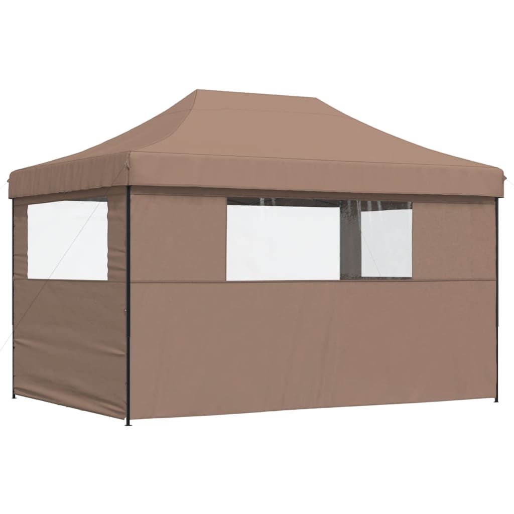 Gazebo Pop Up 410X279Cm Brown Folding Party Tent Waterproof Garden Canopy Withou