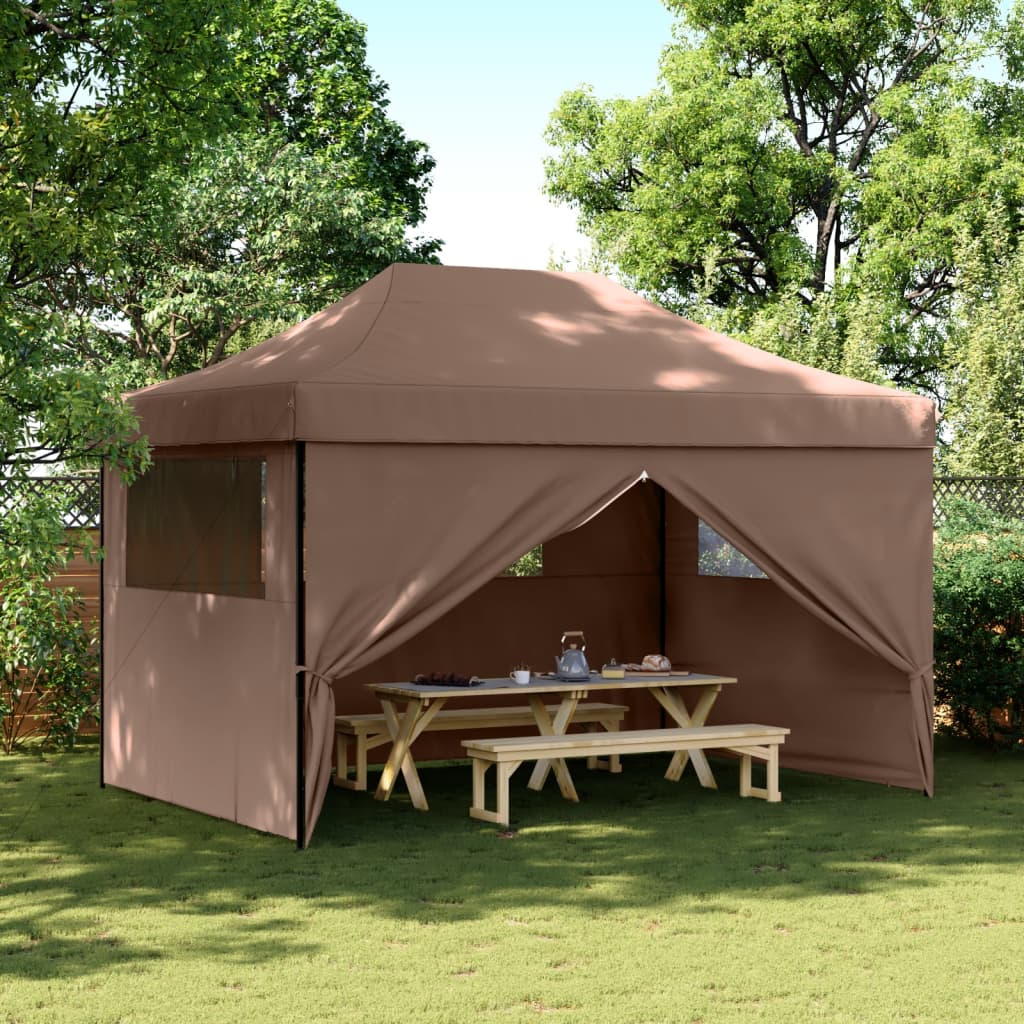 Foldable Party Tent Pop-Up 410X279X315 Cm Brown