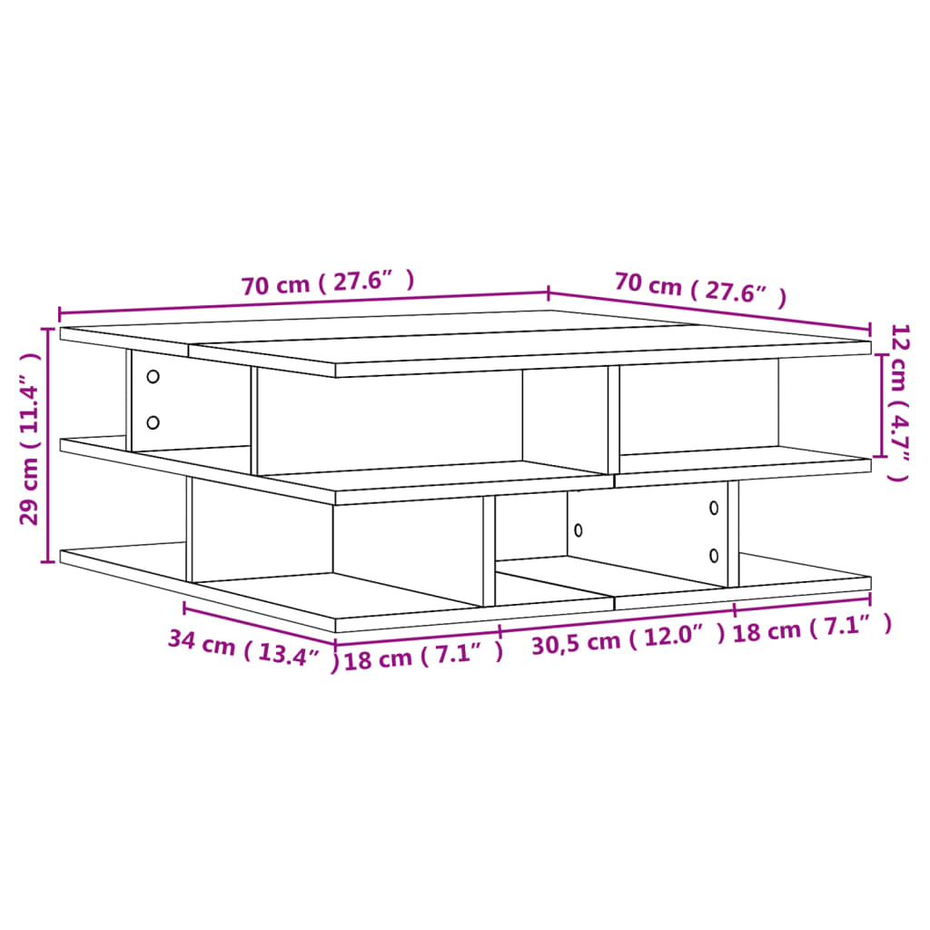 Coffee Table 70X70X29 Cm Engineered Wood