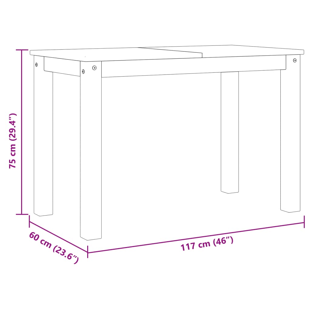 Dining Table Panama 112X60X75 Cm Solid Wood Pine