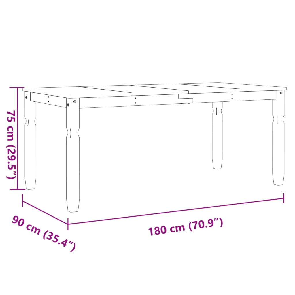 Dining Table Corona 180X90X75 Cm Solid Wood Pine