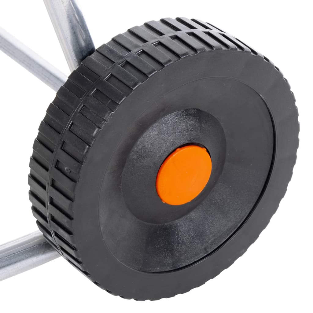 Garden Hose Storage Reel Cart 60m Heavy Duty Galvanised Steel Trolley Wheels LED