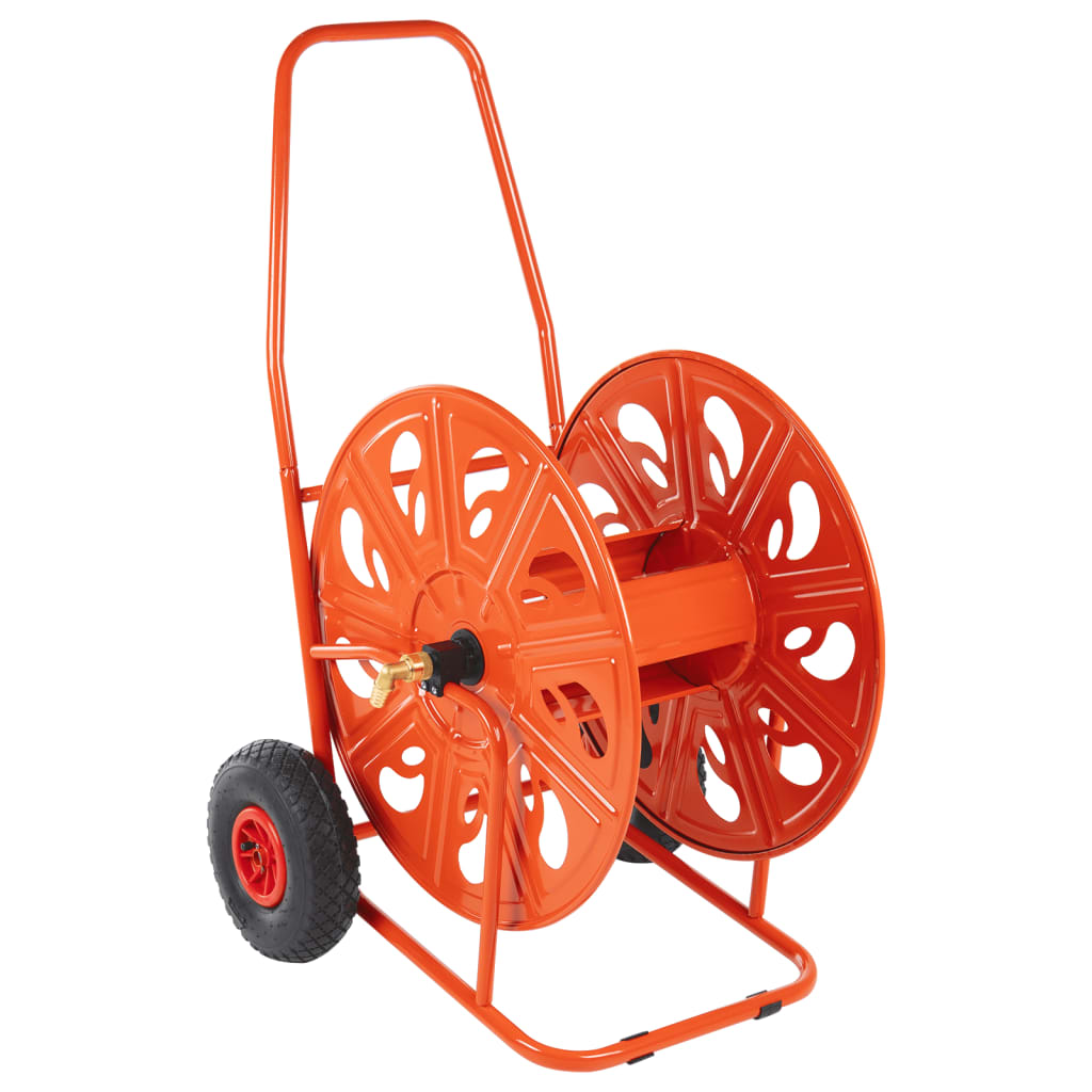 Garden Hose Storage Reel Cart 140m Heavy Duty Steel Trolley Wheels Large Capacit