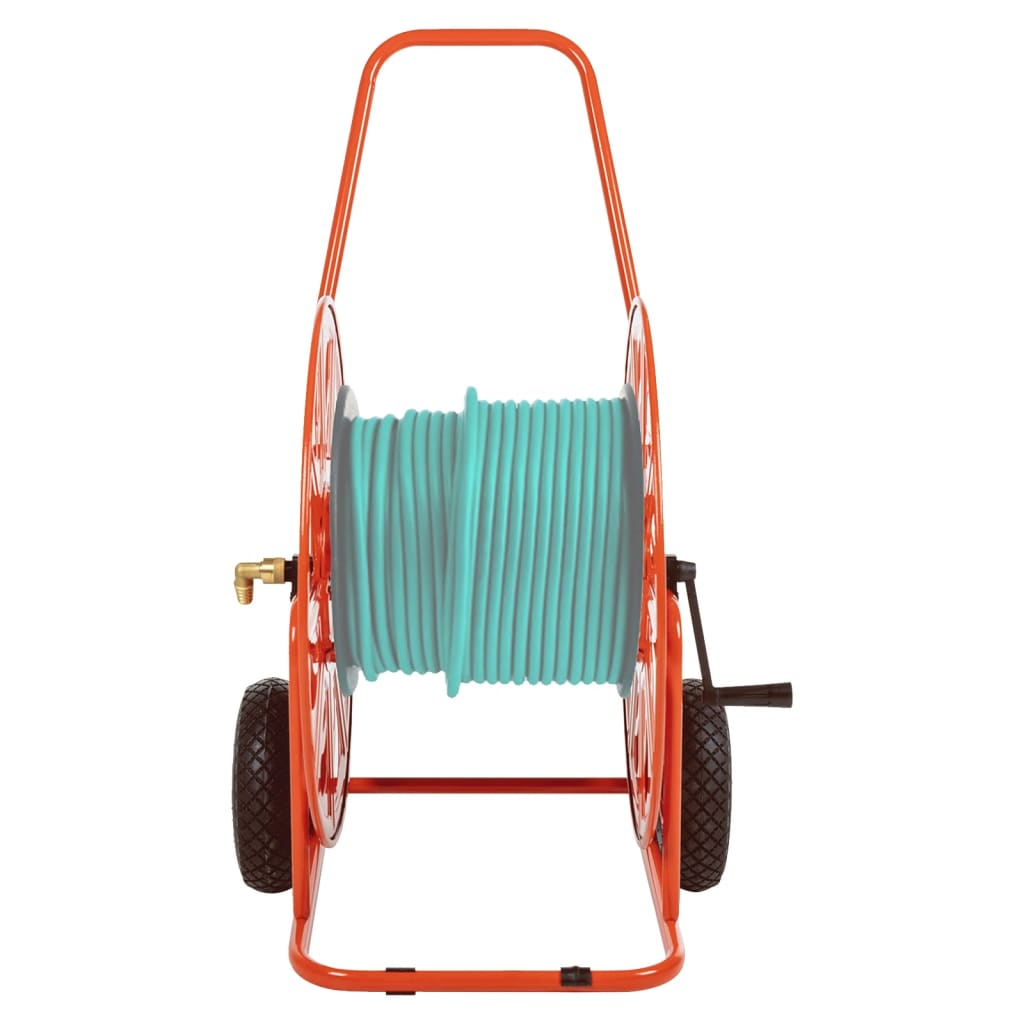 Garden Hose Storage Reel Cart 140m Heavy Duty Steel Trolley Wheels Large Capacit