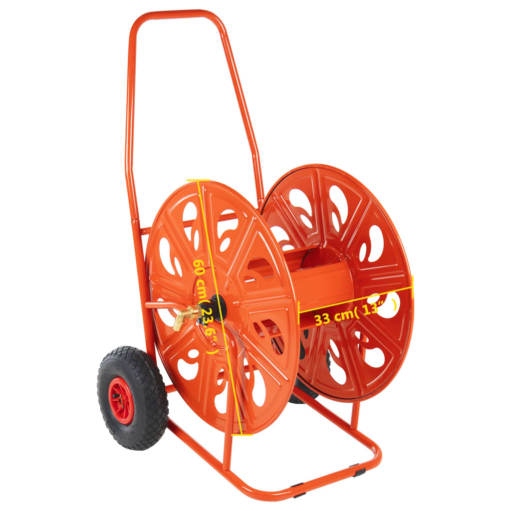 Garden Hose Storage Reel Cart 140m Heavy Duty Steel Trolley Wheels Large Capacit