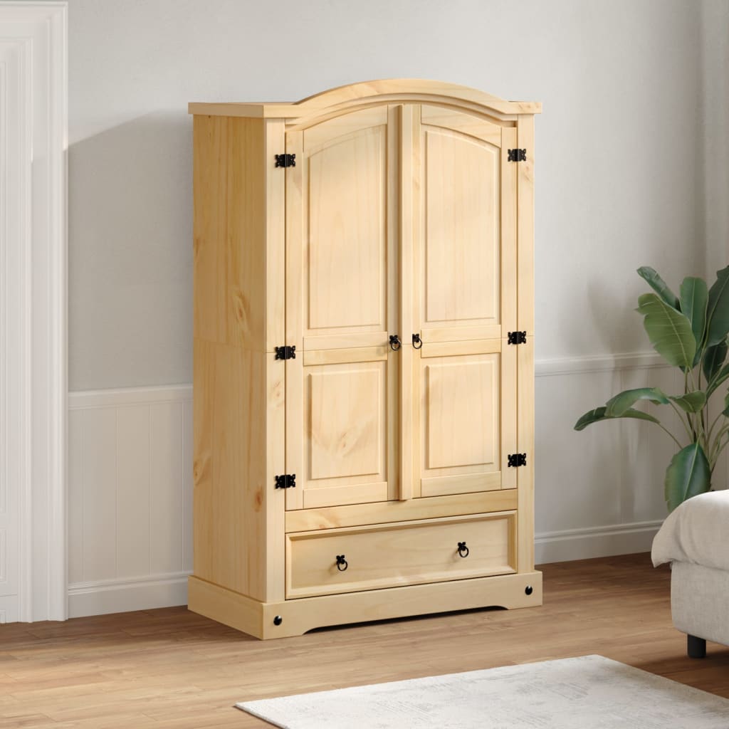 Wardrobe "Corona" 101X52X170 Cm Solid Wood Pine engineered wood metal 101 cm